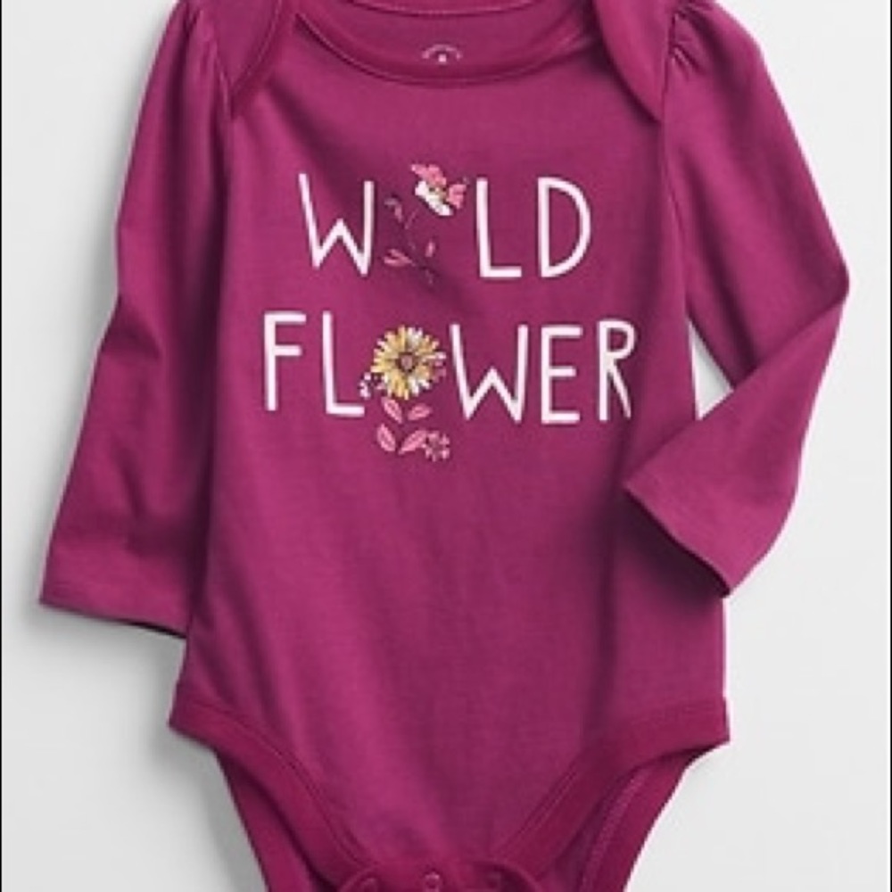 NWT Baby GAP “Wild Flower” Purple Long Sleeve Snap Bodysuit